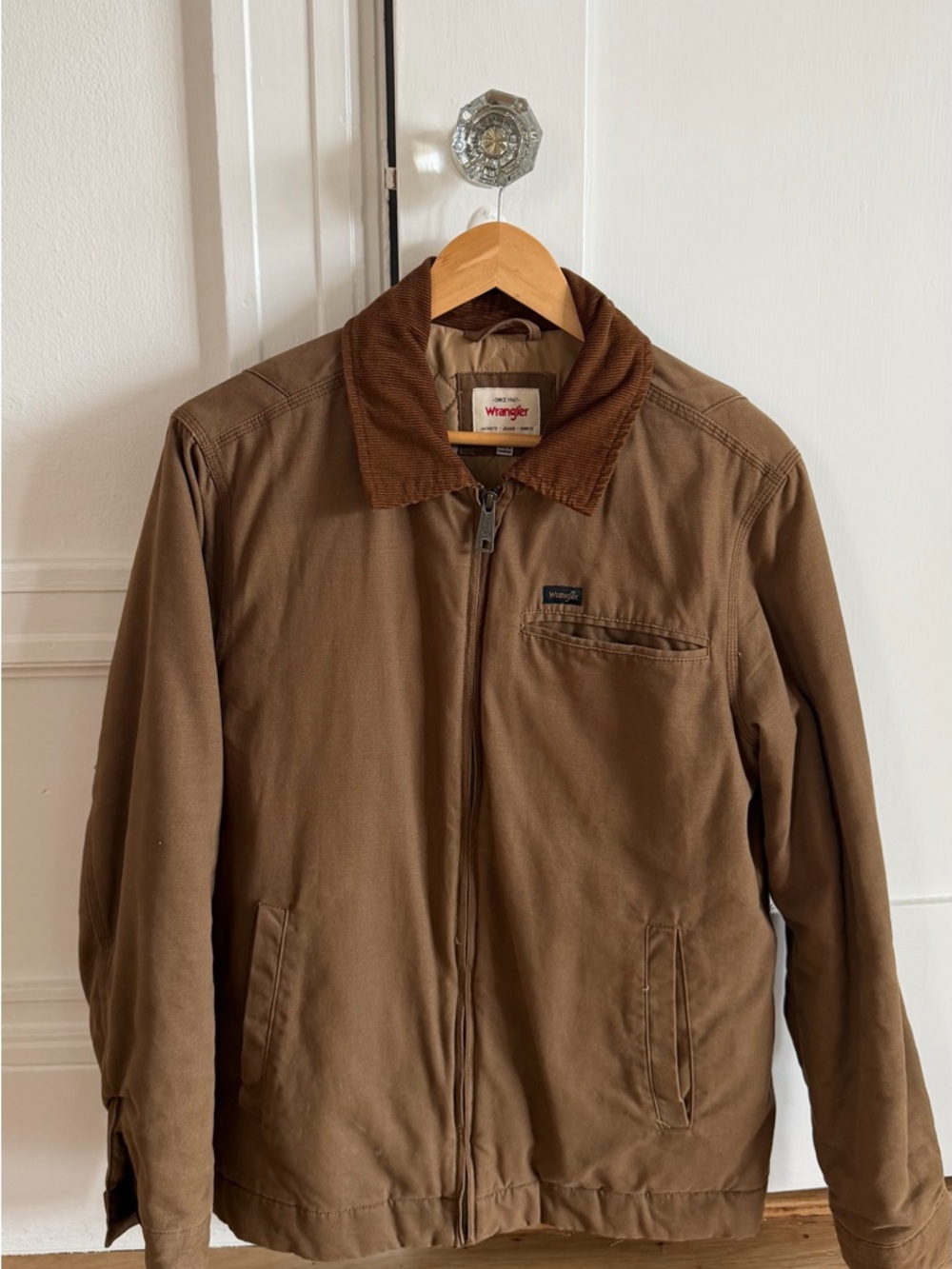 Men’s Wrangler Brown Canvas Jacket with Corduroy Collar